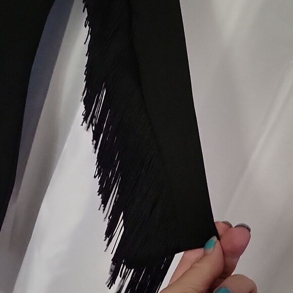 LIKELY black New With tags designer fringed sleeves Sheath dress - Picture 12 of 16